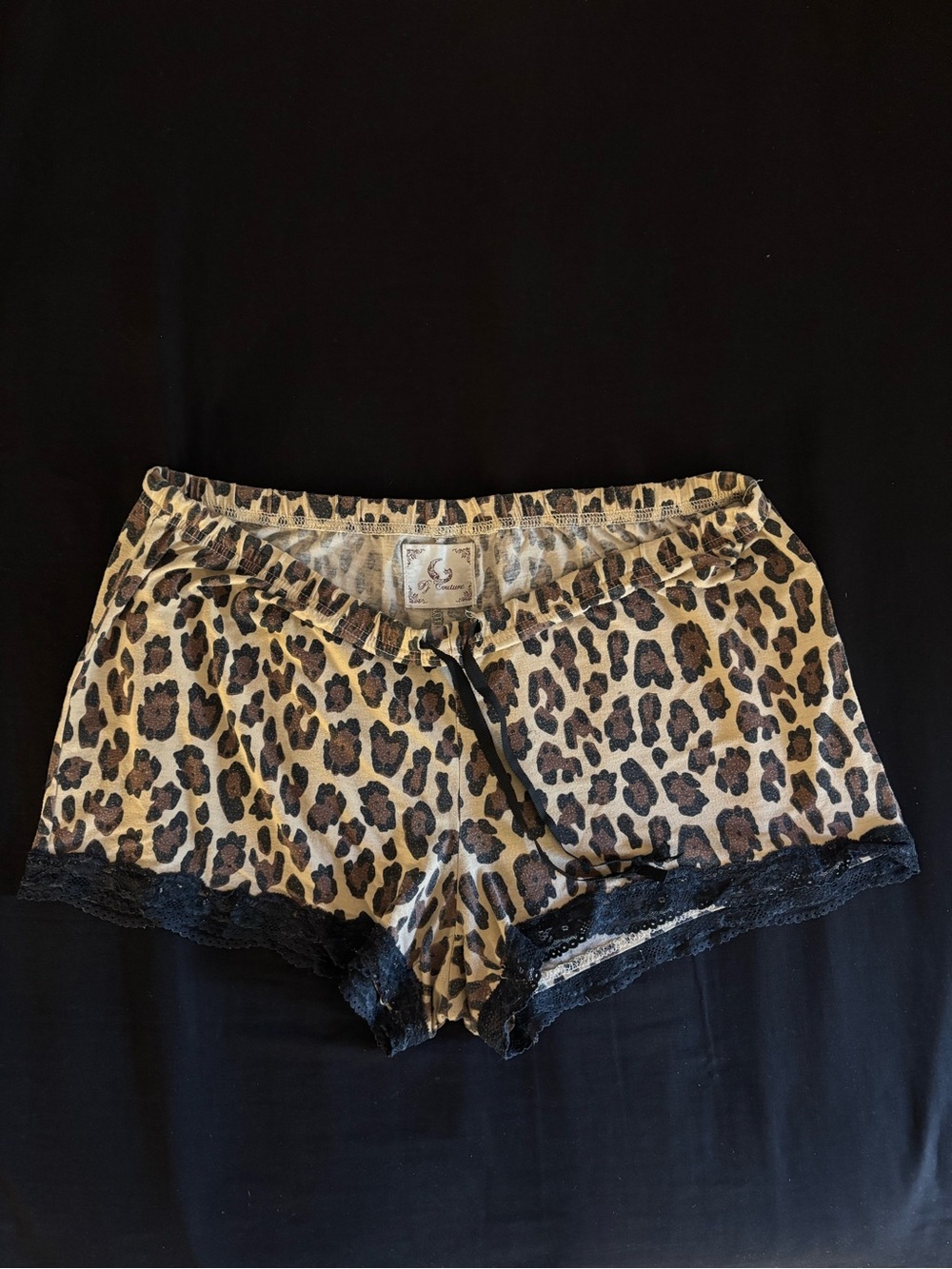 Pj Couture Leopard-Print Lace-Trim Shorts - Tan & Black